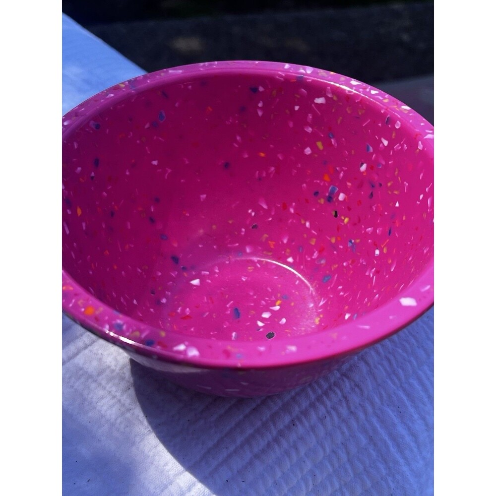 Zak! Designs Speckled Confetti Dopamine Hot Pink Mixing Bowl Melamine 5.50" EUC
